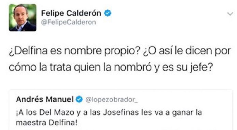 Calderón se burla en redes del nombre de Delfina