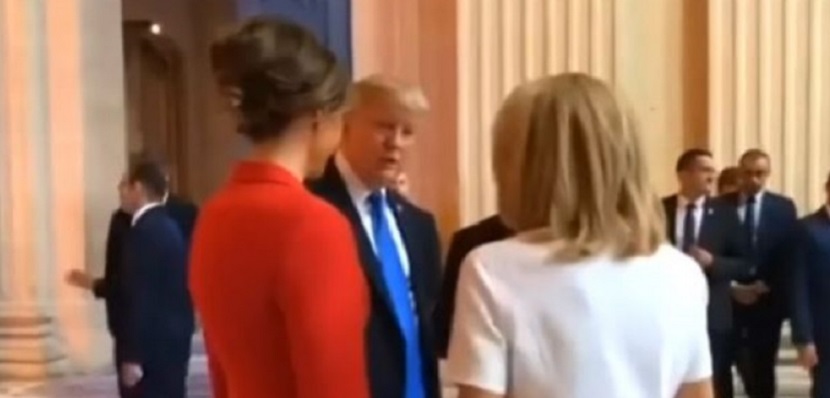 Trump “Piropea” a primera dama francesa frente a Melanie