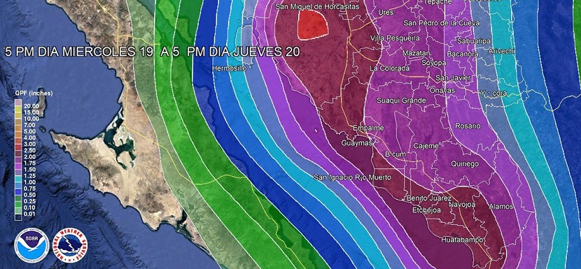 Pronostican lluvias fuertes en Sonora