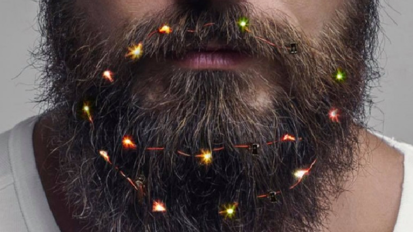 Luces y esferas de navidad para tu barba; la nueva tendencia