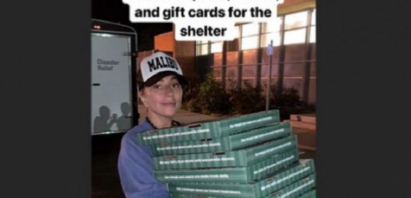Lady Gaga reparte pizzas y café a desplazados por incendios en California