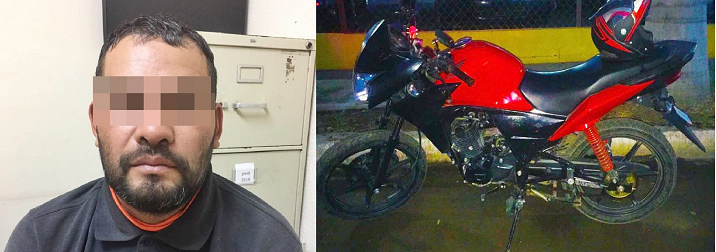 Detiene Policía Municipal a sujeto y recupera motocicleta con reporte de robo