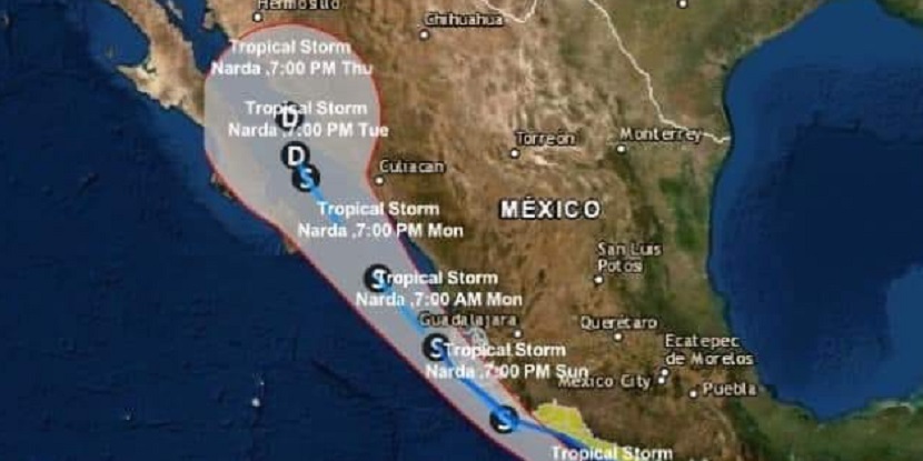 Emiten Alerta Azul en Sonora por depresión Tropical NARDA