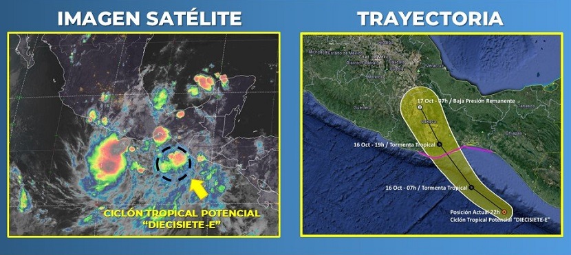 Ciclón tropical potencial 17-E se forma en el Océano Pacífico
