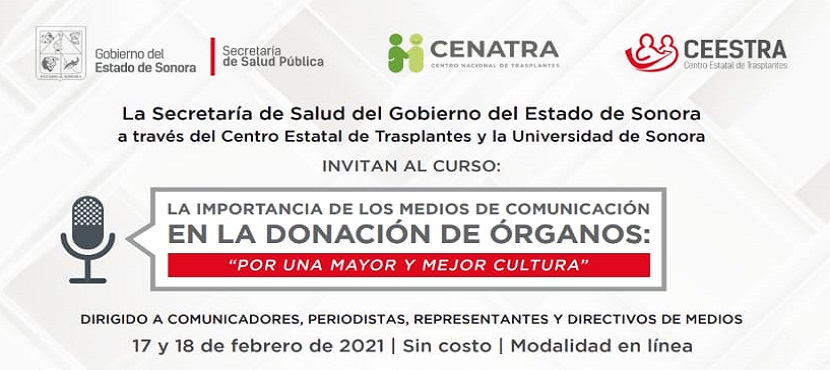 Invita Salud Sonora a Curso Virtual sobre Donación de Órganos