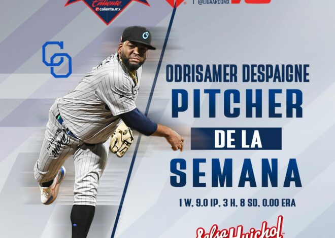 Odrisamer Despaigne, Pitcher de la Semana con los Yaquis