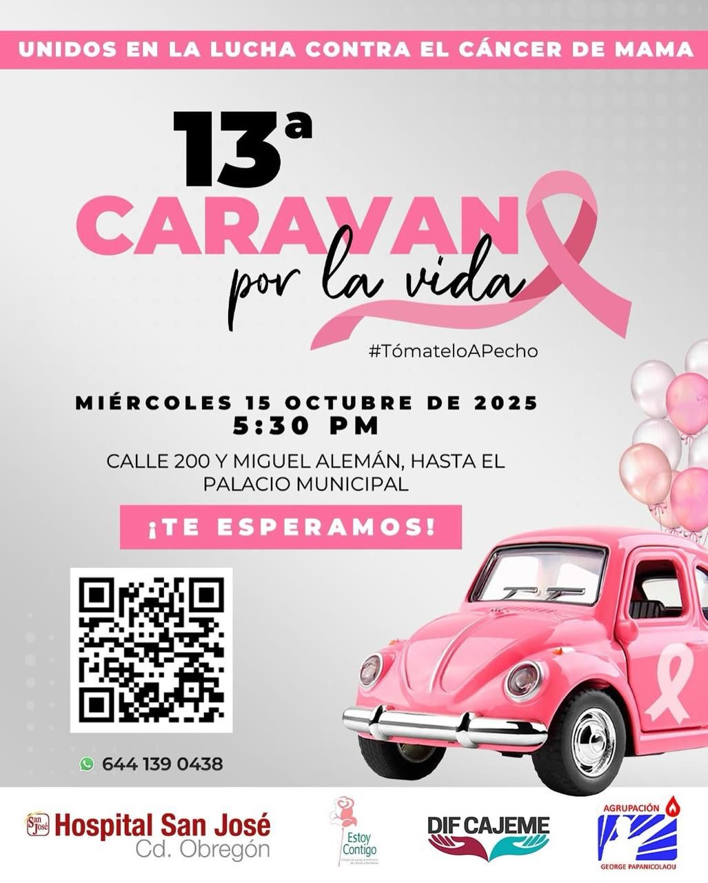Caravana por la Vida llenará de rosa las calles de Ciudad Obregón 💗