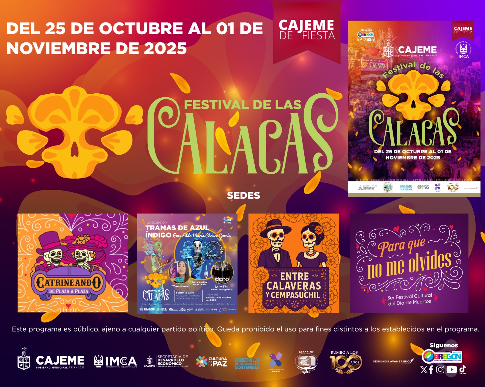 Festival de las Calacas 2025 llenará de color y tradición a Cajeme