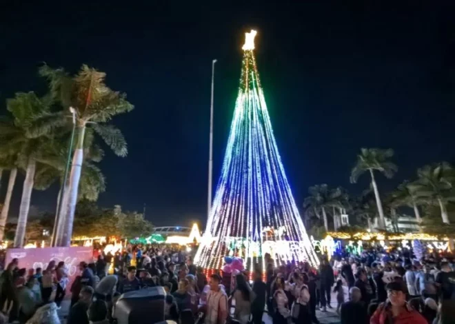Apagan Árbol Navideño en Plaza Álvaro Obregón por presunto robo de cableado