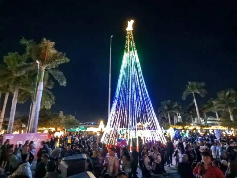 Apagan Árbol Navideño en Plaza Álvaro Obregón por presunto robo de cableado