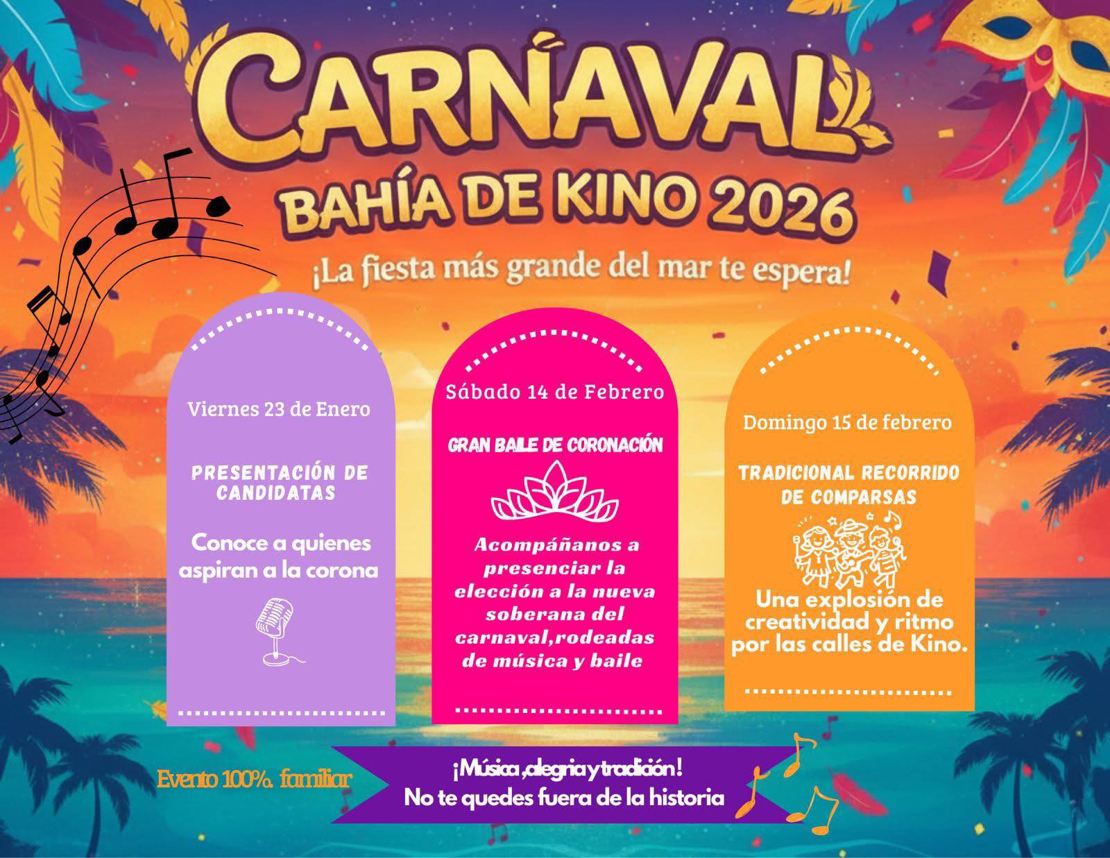 Bahía de Kino alista el regreso de su carnaval familiar