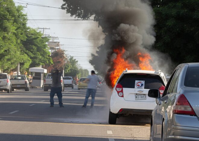 Taxi se incendia en la Constitución