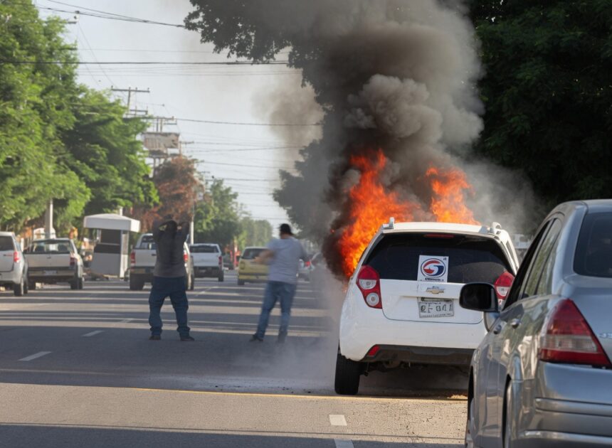 Taxi se incendia en la Constitución
