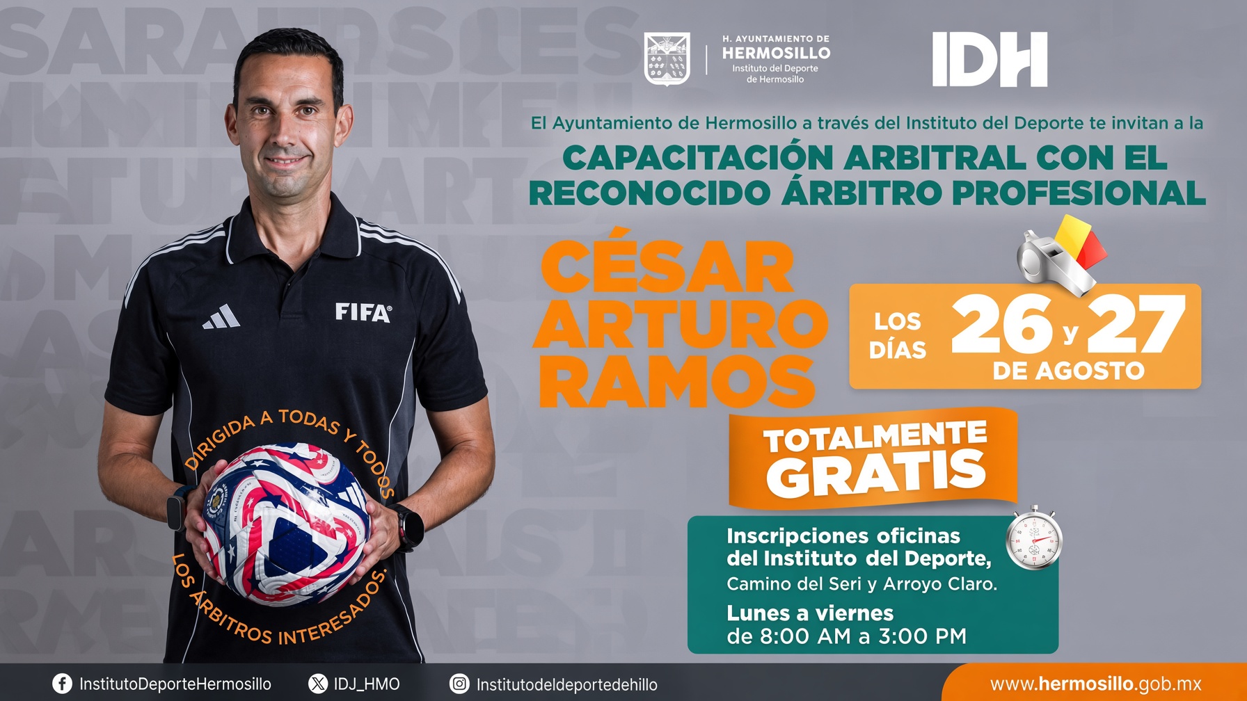 César Ramos compartirá su experiencia arbitral en HMO