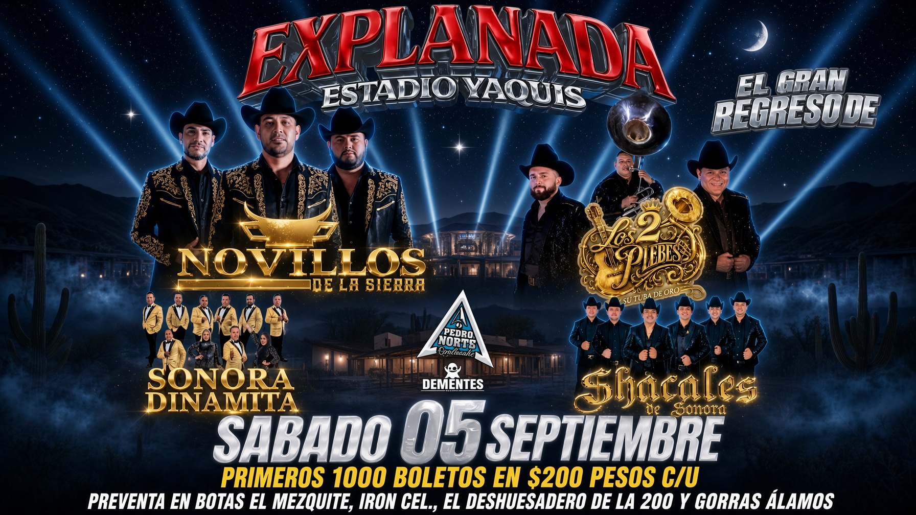 Cuatro agrupaciones encenderán la Explanada del Estadio Yaquis