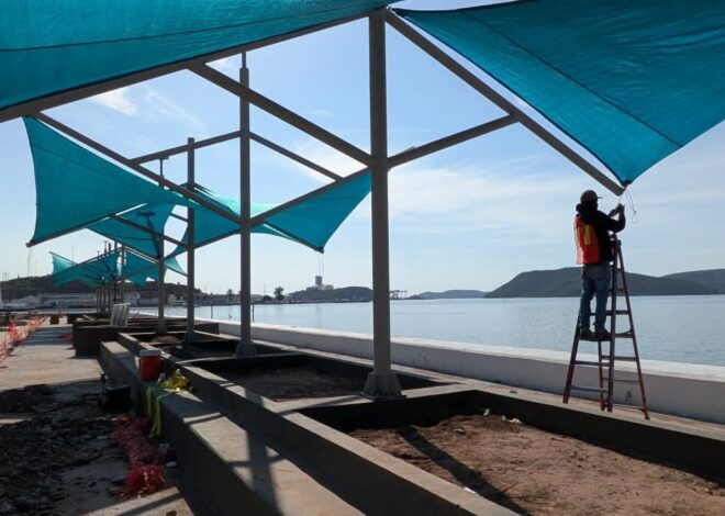 Instalan malla sombra en malecón de Guaymas