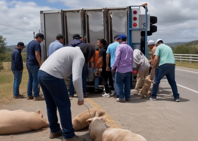Rapiña de cerdos causa caos en Navojoa