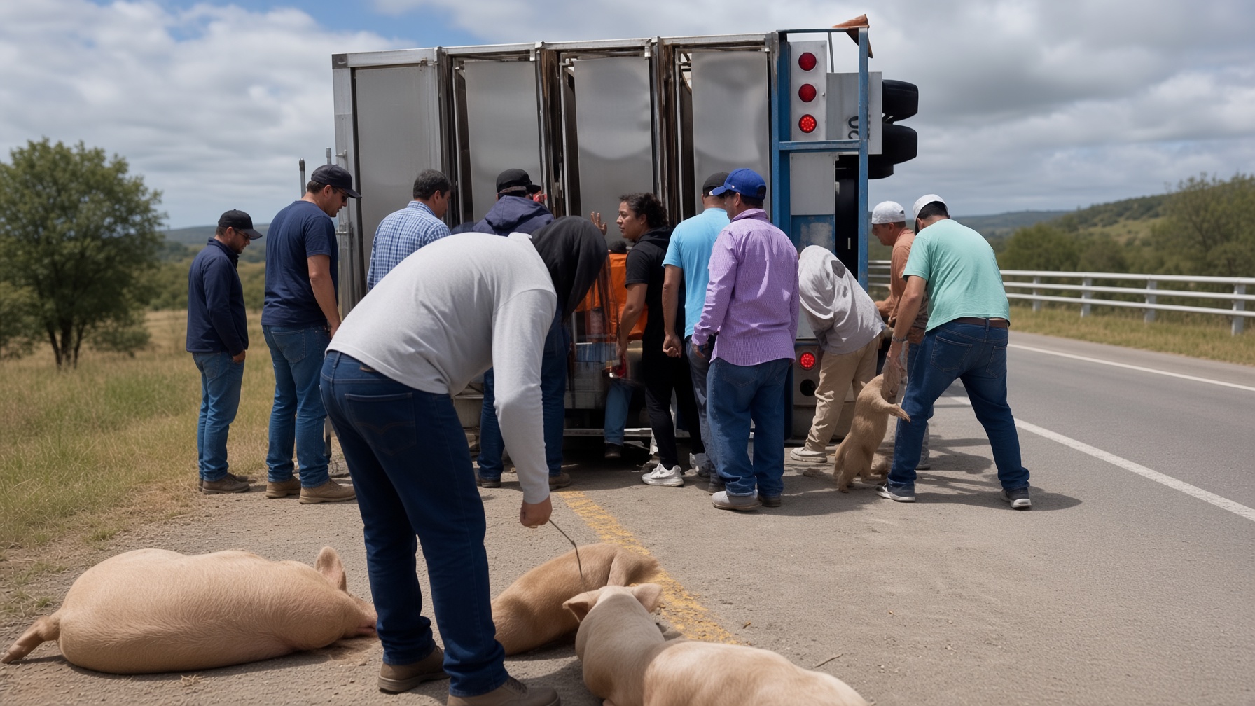 Rapiña de cerdos causa caos en Navojoa