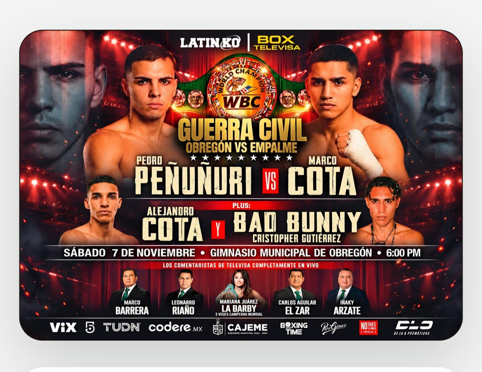 OBR se prepara para una noche de boxeo con Peñuñuri vs. Cota